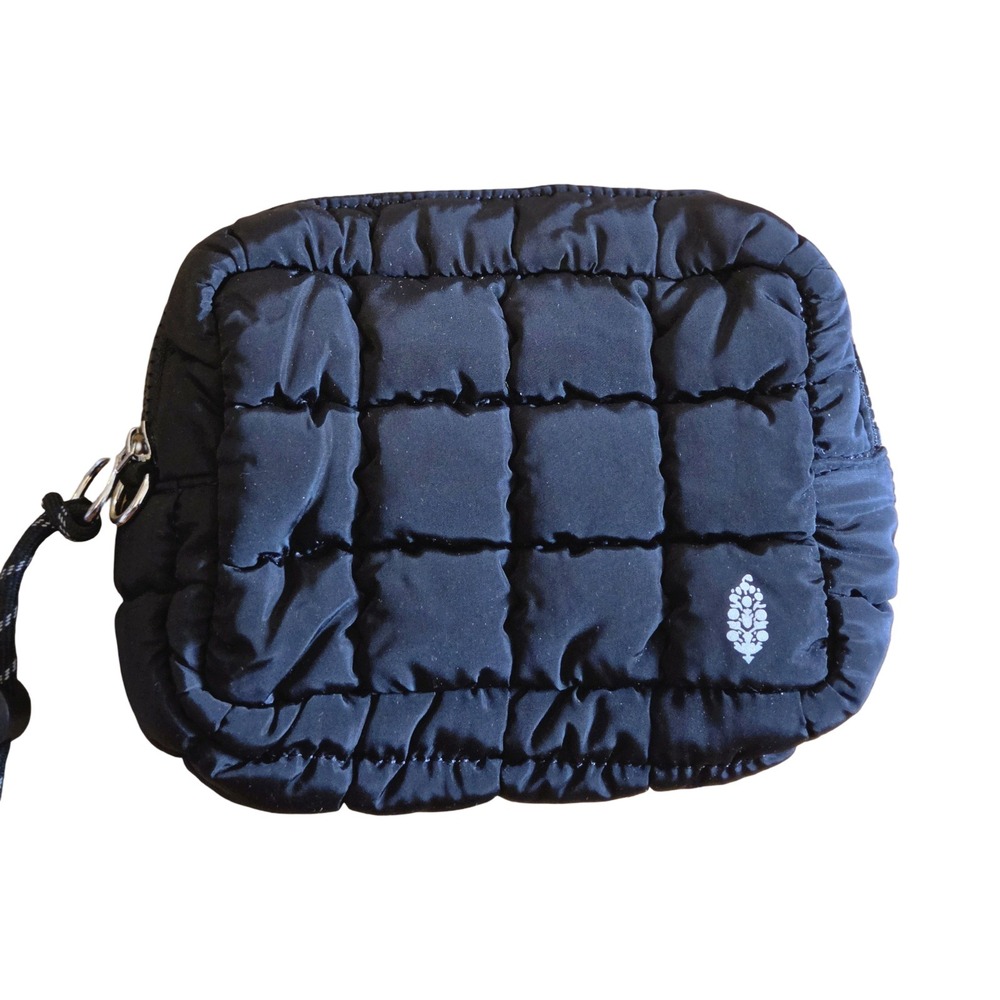 Free People FP Movement Quilted Puffer Pouch Black Wristlet Bag